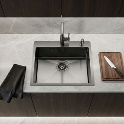 Laveo Marmara zlewozmywak stalowy 59x51 cm grafit SAM510T