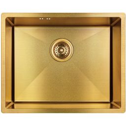 Laveo Marmara zlewozmywak stalowy z syfonem 54x44 cm złoty SAMG10P