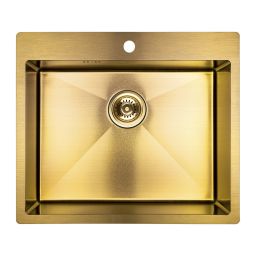 Laveo Marmara zlewozmywak stalowy z syfonem 59x51 cm złoty SAMG10T