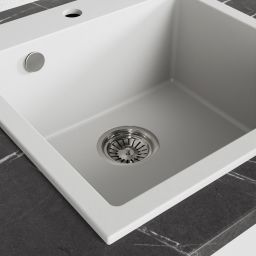 Laveo Alena zlewozmywak granitowy 49x49 cm biały SBA610T