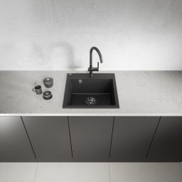 Laveo Alena zlewozmywak granitowy 49x49 cm czarny SBA710T