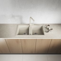 Laveo Barbados zlewozmywak granitowy 78x48 cm beżowy SBB420T