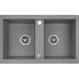 Laveo Barbados zlewozmywak granitowy 78x48 cm szary/grafitowy/onyx SBB520T