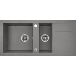 Laveo Barbados zlewozmywak granitowy 100x48 cm szary/grafitowy/onyx SBB531T