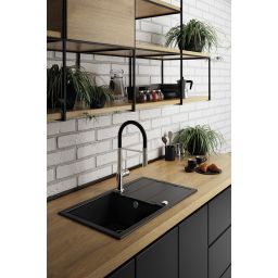 Laveo Barbados zlewozmywak granitowy 76x44 cm czarny SBB711T