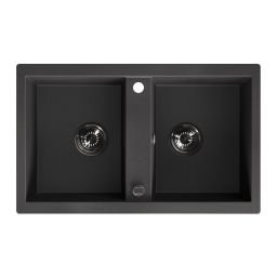 Laveo Barbados zlewozmywak granitowy 78x48 cm czarny SBB720T