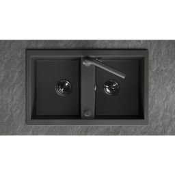 Laveo Barbados zlewozmywak granitowy 78x48 cm czarny SBB720T