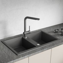 Laveo Barbados zlewozmywak granitowy 78x48 cm czarny SBB720T