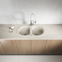 Laveo Dafne zlewozmywak granitowy 78x47 cm beżowy SBD420T
