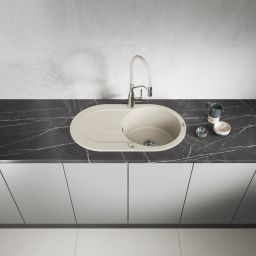 Laveo Dafne zlewozmywak granitowy 78x47 cm beżowy SBD481T