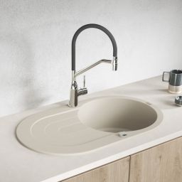 Laveo Dafne zlewozmywak granitowy 78x47 cm beżowy SBD481T
