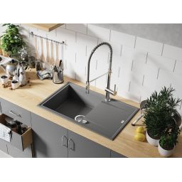 Laveo Megalo zlewozmywak granitowy 78x50 cm szary/grafitowy/onyx SBE511T