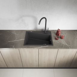 Laveo Grenada zlewozmywak granitowy 60x48 cm czarny SBG710T