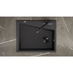 Laveo Grenada zlewozmywak granitowy 60x48 cm czarny SBG710T