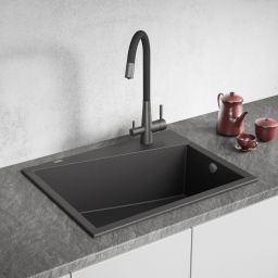 Laveo Grenada zlewozmywak granitowy 60x48 cm czarny SBG710T