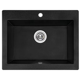Laveo Komodo zlewozmywak granitowy 63,5x49 cm czarny SBK710T