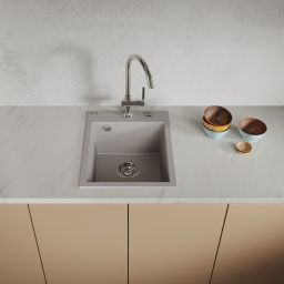Laveo Monchichi zlewozmywak granitowy 50x39 cm szary SBO510Y