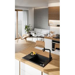 Laveo Pionier zlewozmywak granitowy 78x50 cm czarny SBR713T