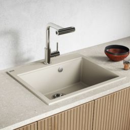 Laveo Tau zlewozmywak granitowy 60x50 cm beżowy SBT4106