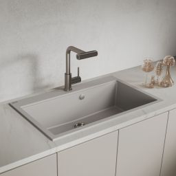 Laveo Tau zlewozmywak granitowy 80x50 cm szary SBT5108