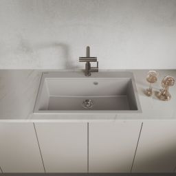 Laveo Tau zlewozmywak granitowy 80x50 cm szary SBT5108