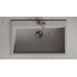 Laveo Tau zlewozmywak granitowy 80x50 cm szary SBT5108