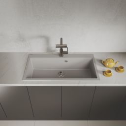 Laveo Tau zlewozmywak granitowy 90x50 cm szary SBT5109