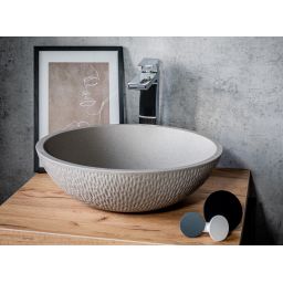 Laveo Amber umywalka 41 cm nablatowa okrągła granitowa szara VGR1521T