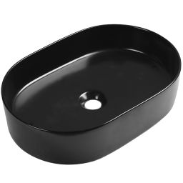 Laveo Desna umywalka 50x35 cm nablatowa owalna czarny mat VUDB250