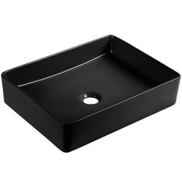 Laveo Kvadrato umywalka 47x36 cm nablatowa prostokątna czarny mat VUKB247