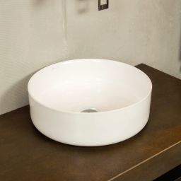 LaVita Merida Slim umywalka 37x37 cm okrągła nablatowa biały połysk