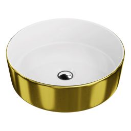 LaVita Merida umywalka 37x37 cm nablatowa złoty/biały połysk
