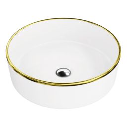 LaVita Merida umywalka 37x37 cm nablatowa złoty połysk/biały połysk