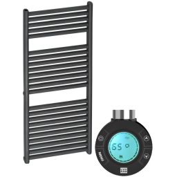 Zestaw Luxrad Ares Elektro grzejnik elektryczny 115,2x45 cm z grzałką czarny (ARES11524509005MATERG, GLX600CZ)