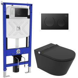 Major&Maker Black Pearl + Coral Black toaleta myjąca ze stelażem wisząca bez kołnierza czarna 4030FS200302B