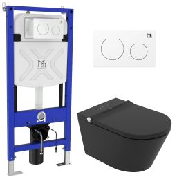 Major&Maker Black Pearl + Coral White toaleta myjąca ze stelażem wisząca bez kołnierza czarna 4030FS200302W