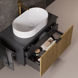 Meissen Keramik Werta szafka z blatem 79,8x45x42,1 cm podumywalkowa wisząca antracyt S1005-009