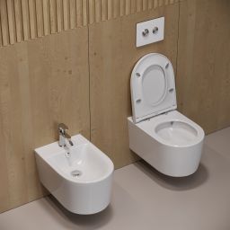 Meissen Keramik Werta miska WC wisząca bez kołnierza ze spłukiwaniem wirowym biały połysk K691-005