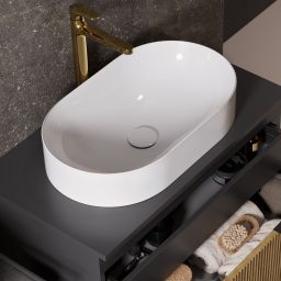 Meissen Keramik Werta umywalka 60x35 cm owalna nablatowa biała K691-002