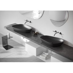 Meissen Keramik Kontra umywalka 39x37 cm nablatowa asymetryczna antracyt mat K682-021