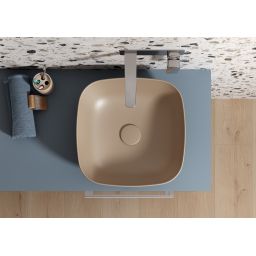 Meissen Keramik Farva umywalka 38x38 cm kwadratowa nablatowa cappuccino K712-032