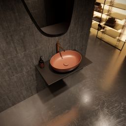 Meissen Keramik Farva umywalka 50x38,5 cm prostokątna nablatowa ceglasty K712-039