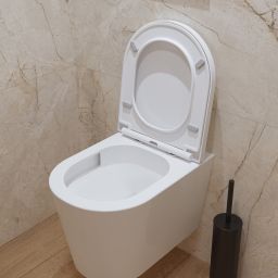 Mito Mesta miska WC z deską wolnoopadającą wisząca bez kołnierza ze spłukiwaniem wirowym biały połysk S4037-001