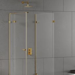 New Trendy Eventa Gold Shine kabina prysznicowa 80x80 cm kwadratowa lewa złoty połysk/szkło przezroczyste EXK-4816