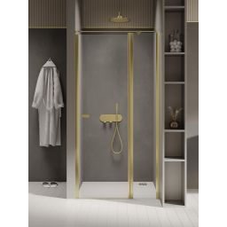 New Trendy New Soleo Light Gold drzwi prysznicowe 90 cm uchylne złoty połysk/szkło przezroczyste D-0482A-WK