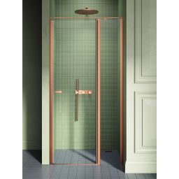 New Trendy New Soleo Copper Brushed drzwi prysznicowe 100 cm uchylne miedź szczotkowana/szkło przezroczyste D-0522A-WK