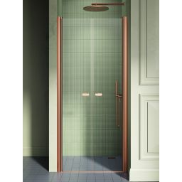 New Trendy New Soleo Copper Brushed drzwi prysznicowe 150 cm uchylne miedź szczotkowana/szkło przezroczyste D-0549A
