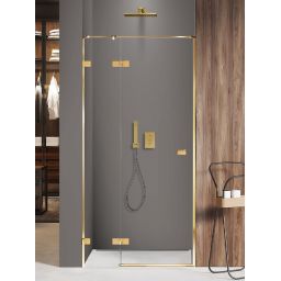 New Trendy Avexa Gold Shine drzwi prysznicowe 80 cm uchylne lewe złoty połysk/szkło przezroczyste EXK-1630
