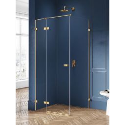 New Trendy Avexa Gold Brushed kabina prysznicowa 90x110 cm prostokątna lewa złoty szczotkowany/szkło przezroczyste EXK-1748