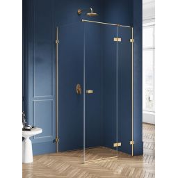New Trendy Avexa Gold kabina prysznicowa 110x100 cm prostokątna prawa złoty szczotkowany/szkło przezroczyste EXK-1878
